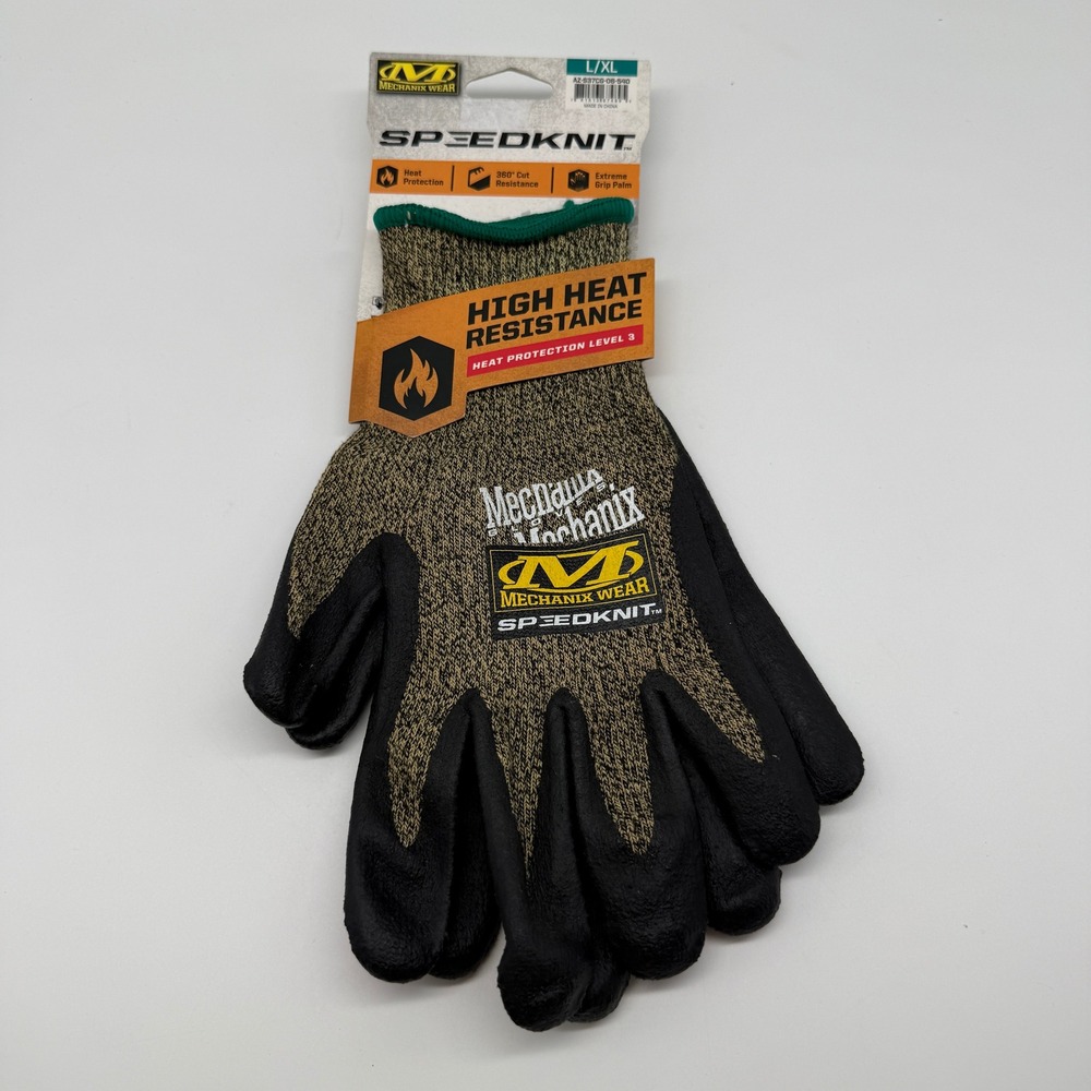 Mechanix Wear SpeedKnit Work Gloves Mens L/XL Black Heat Cut Resistant S37CG-06
